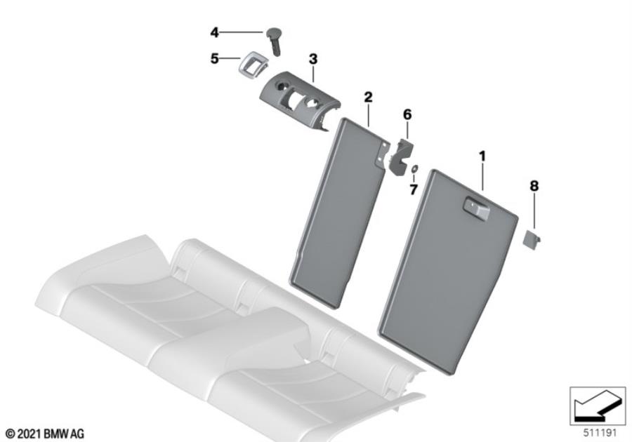 Le diagramme Siège arrière cadre de siège pass.charg. pour votre BMW