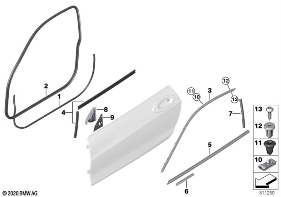 Diagram Trim and seals for door, front for your 2015 BMW M6   