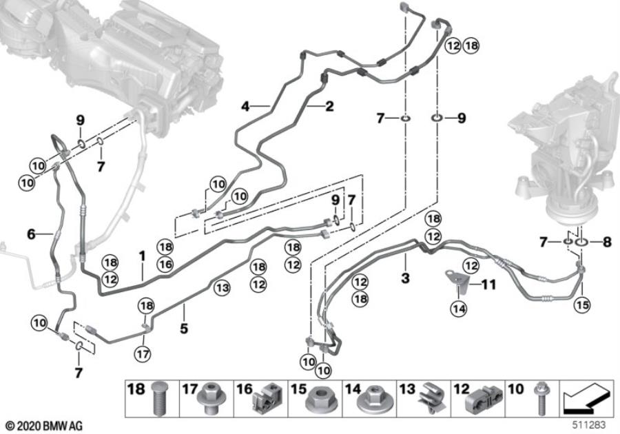 Diagram Refrigerant lines, underfloor for your BMW