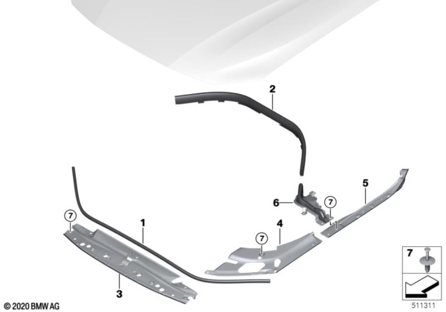 Diagram Hood seals for your BMW