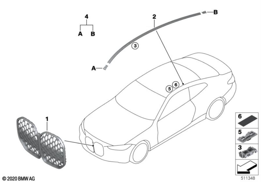 Diagram Exterior trim / grill for your 2023 BMW X3  30eX 