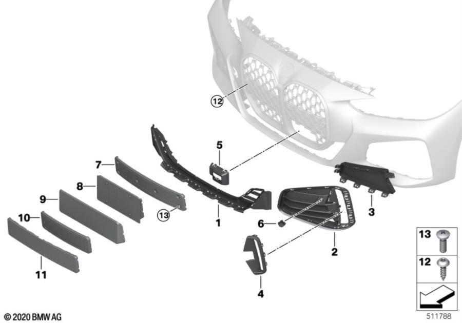 Diagram M trim decor elements, front for your 2007 BMW M6   