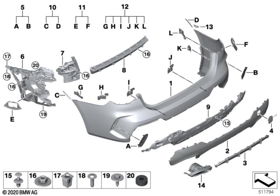 Diagram M Trim, rear for your 2019 BMW X3   