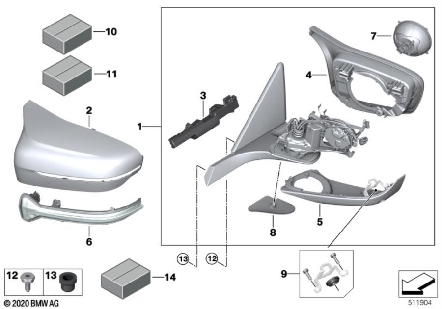 Diagram Outside mirror for your 2018 BMW X2 28iX  