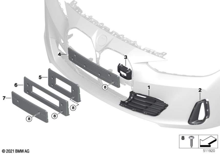 Diagram Trim, decor elements, front for your 2007 BMW M6   