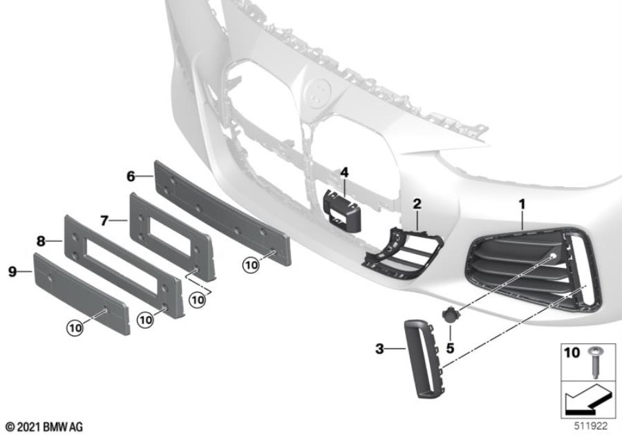 Diagram M trim decor elements, front for your 2020 BMW M240iX   