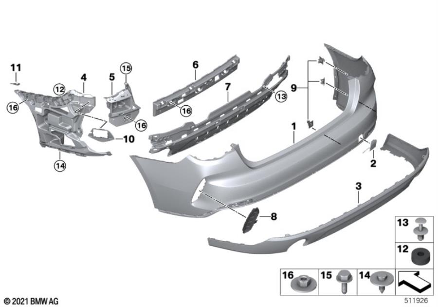 Diagram Trim cover, rear for your BMW