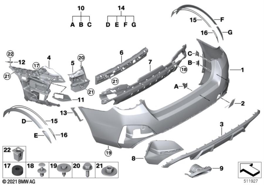 Diagram M Trim, rear for your 2019 BMW X3   