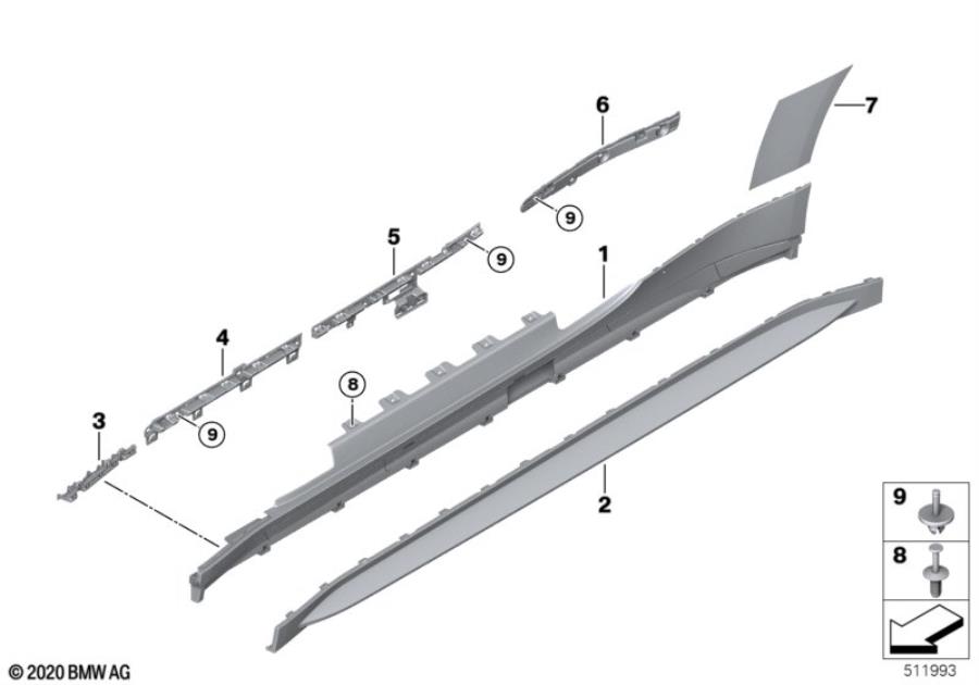 Diagram M cover for rocker panel / wheel arch for your 1988 BMW M6   