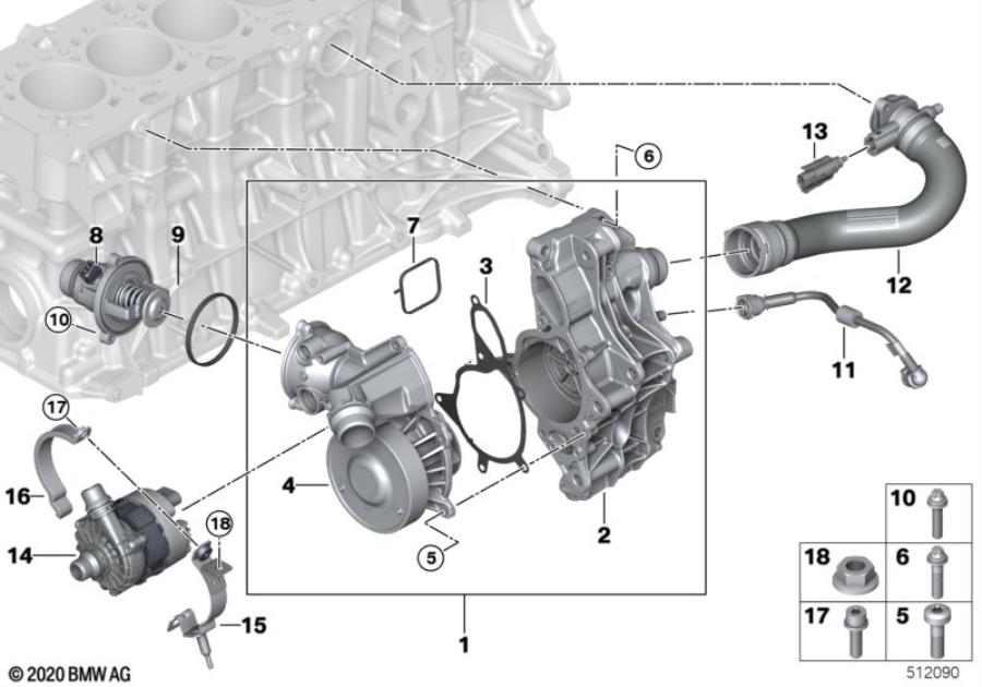 Diagram Cooling system - coolant pump/thermostat for your 2012 BMW 335i   
