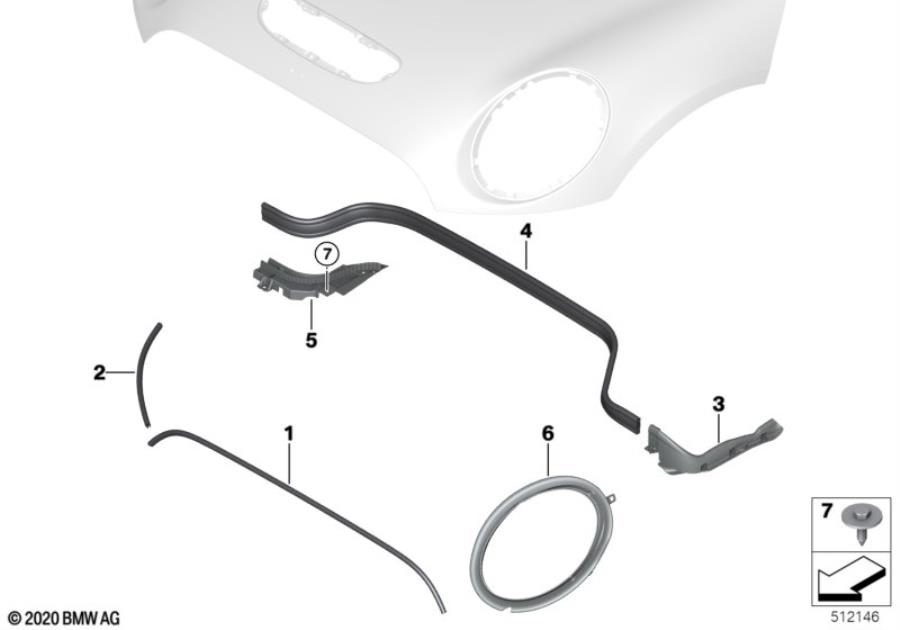 Diagram Hood seals for your MINI