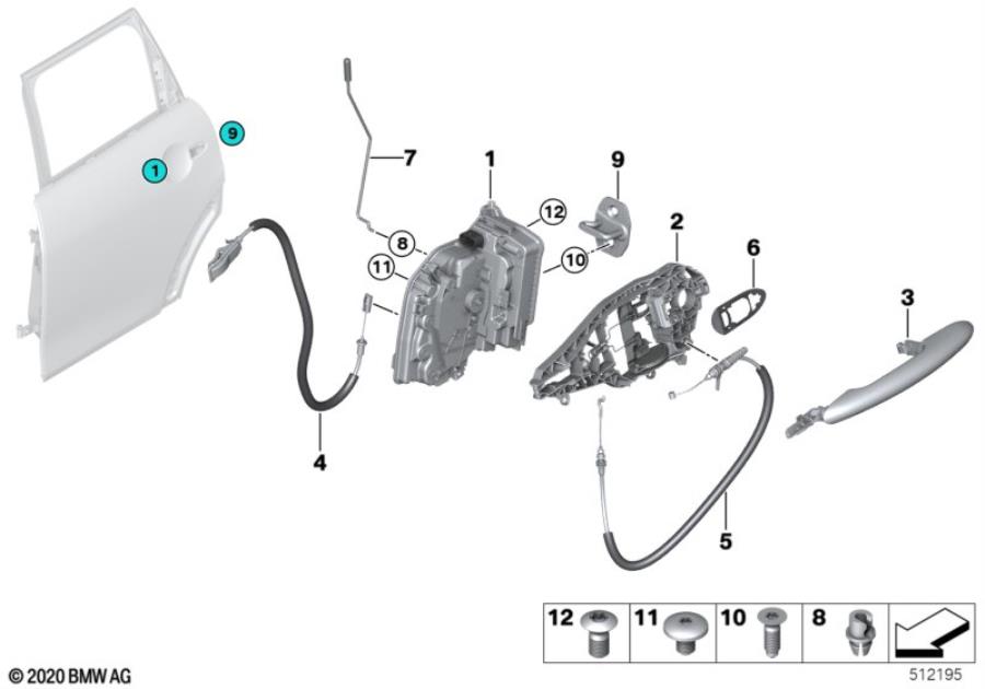 Diagram Closing system, door, rear for your MINI