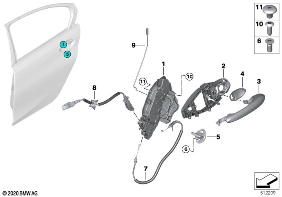 Diagram Closing system, door, rear for your 2009 BMW M6   