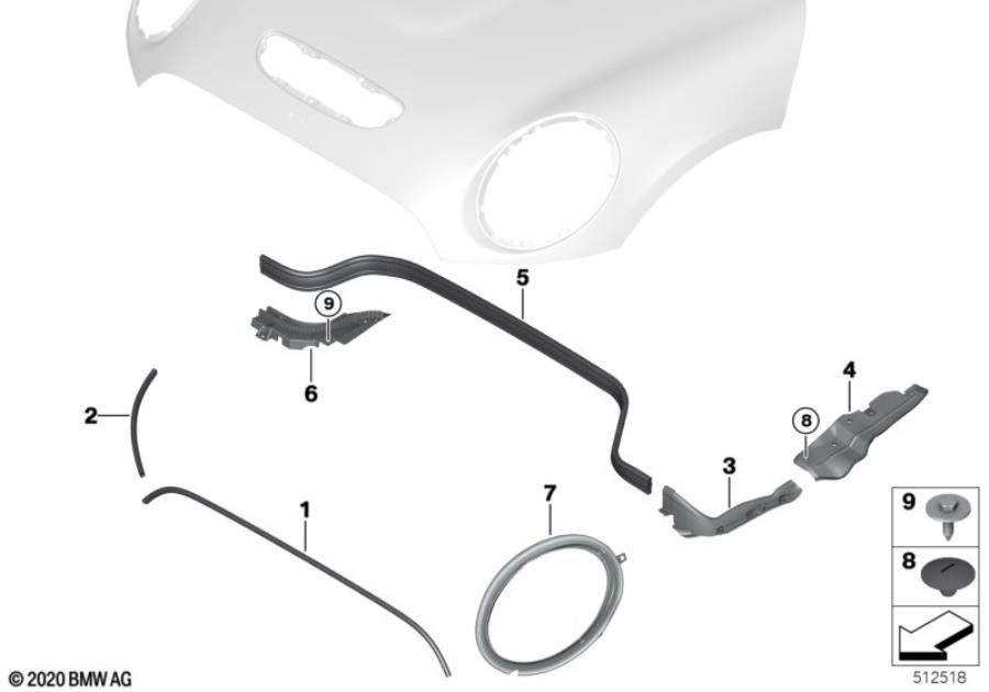 Diagram Hood seals for your MINI