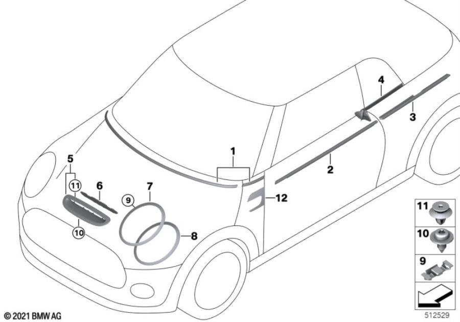 Diagram Outer trim covers / trim grill I for your MINI