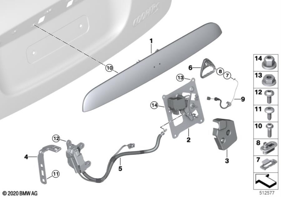 Diagram Tailgate closing system for your MINI