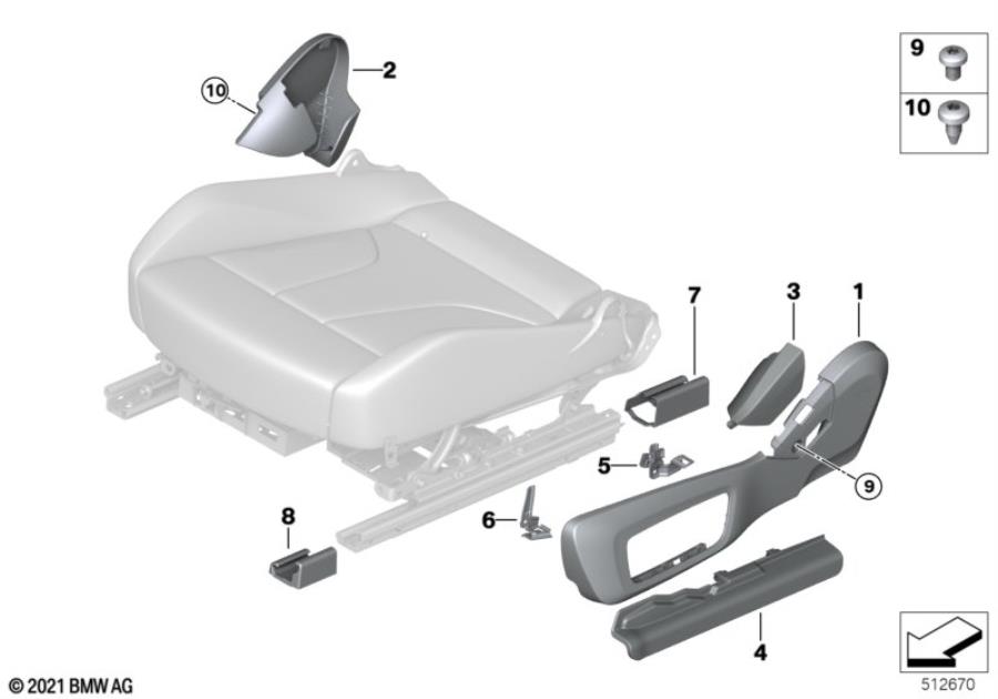 Diagram Seat, front, seat trim covers, electric for your 2007 BMW M6   