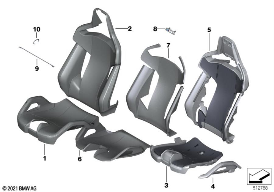 Diagram Front seat, uph.and cover, M sports seat for your 2012 BMW M6   