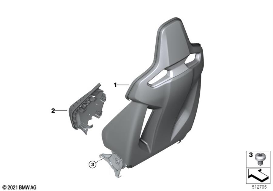 Diagram Seat, front, backrest frame for your 2012 BMW M6   