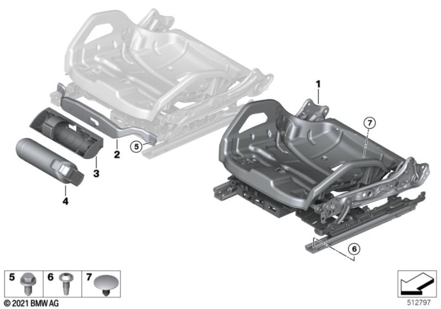 Diagram Seat, front, seat frame, electric for your 2010 BMW M6   