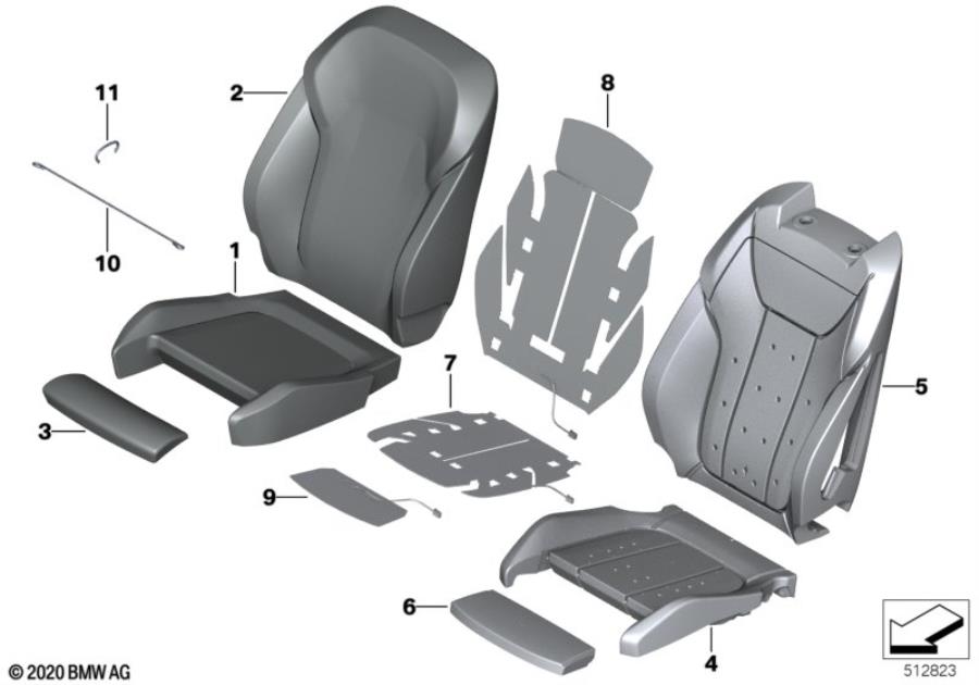 Diagram Seat, front, uphlstry, cover, Sport seat for your 2018 BMW M6   