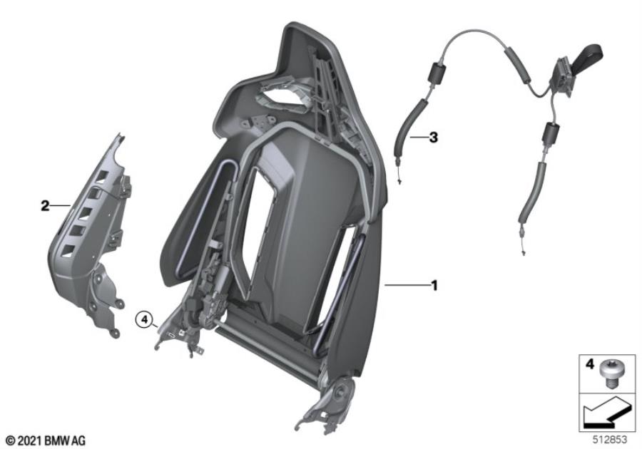 Diagram Seat, front, backrest frame for your 2012 BMW M6   