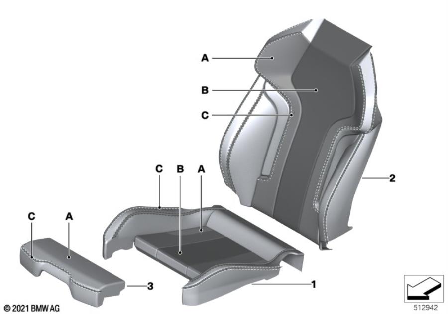 Diagram Individual sports seat cover, front for your BMW