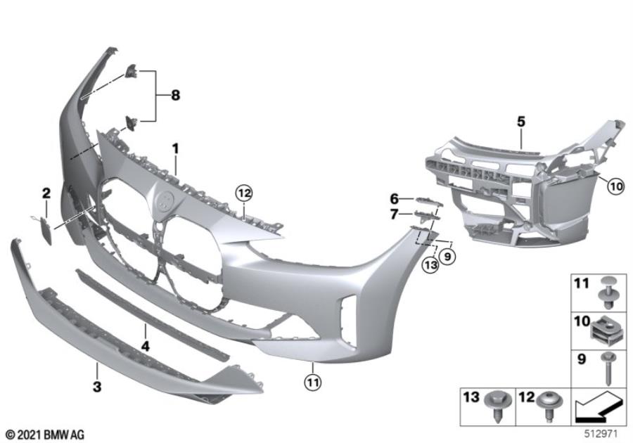 Diagram Trim cover, front for your 2023 BMW X3  30eX 