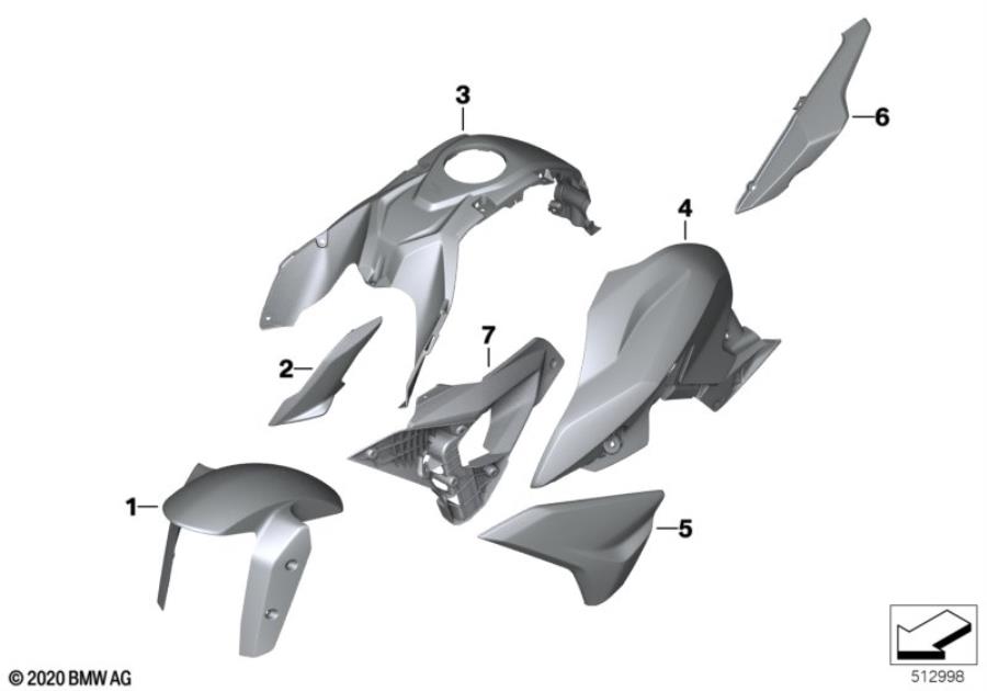 Diagram Trim panel compts YN2Y Cosmic Black 2 for your 2009 BMW R1200GS Adventure   