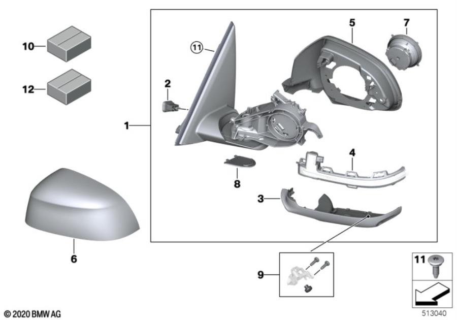 Diagram Exterior mirror (S760A) for your BMW X6  