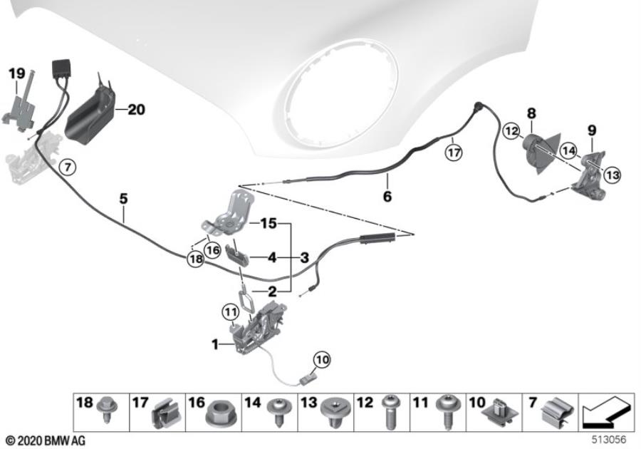 Diagram Hood locking system for your MINI