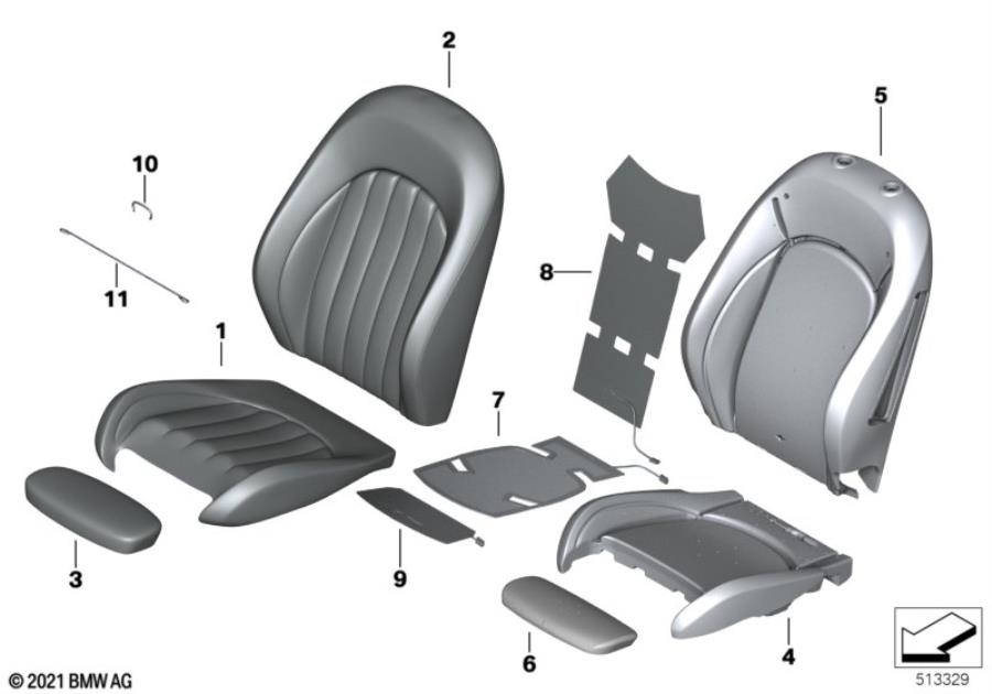 Diagram FR.seat, cushion & seat CVR, piping seat for your MINI