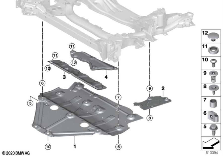 Diagram Front subframe, AWD, skid plate for your 2012 BMW 128i   