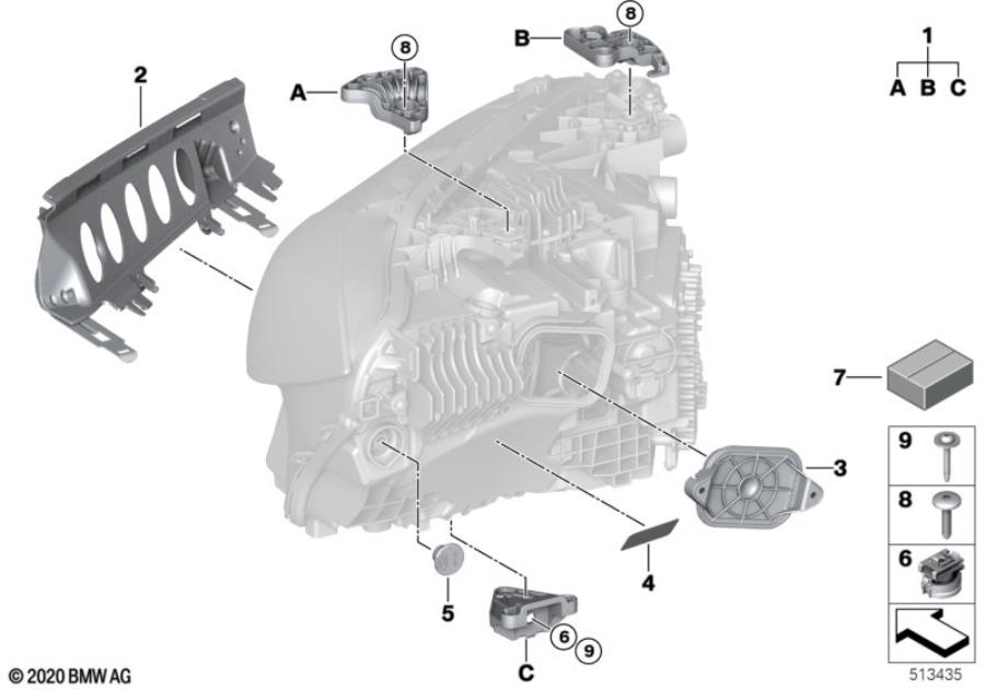 Diagram Single components for headlight for your BMW M4  
