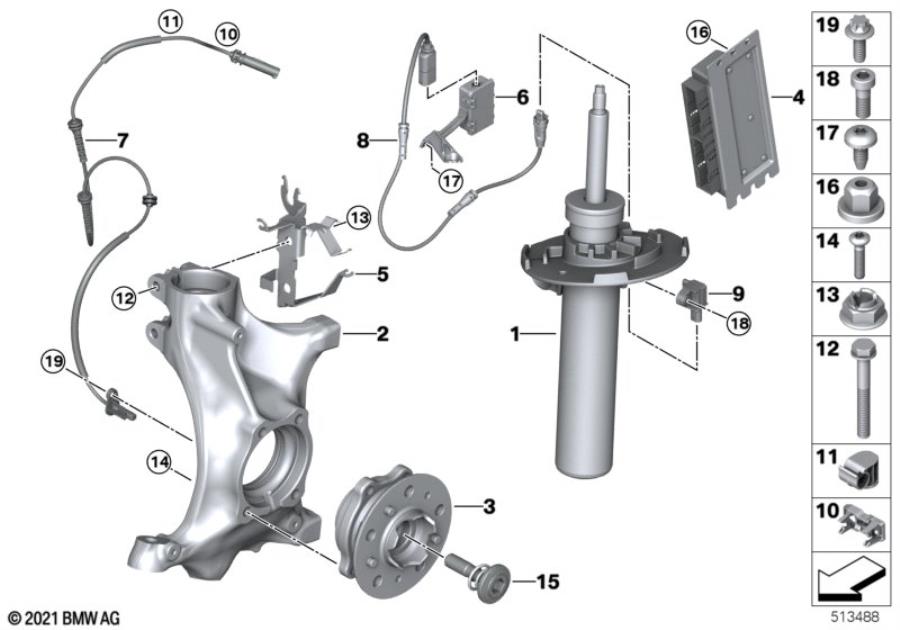 Diagram Strut for EDC frt/swivel&wheel bearings for your BMW