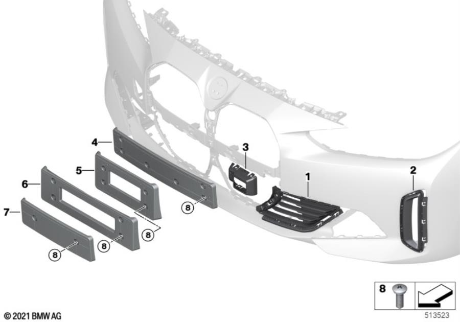 Diagram Trim, decor elements, front for your 2007 BMW M6   