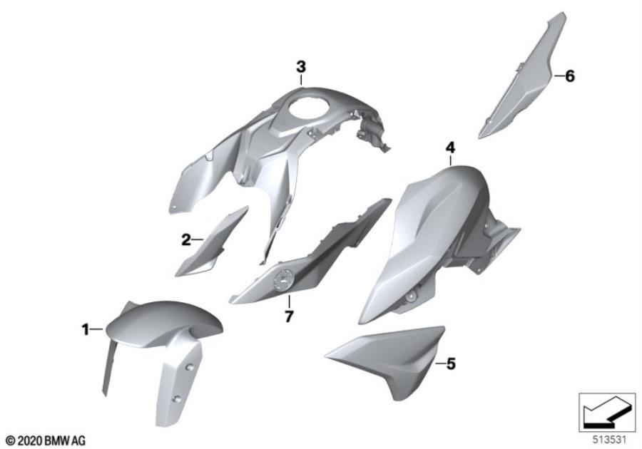 Diagram Trim panel component YN0Z cosmic black for your BMW F800GT  