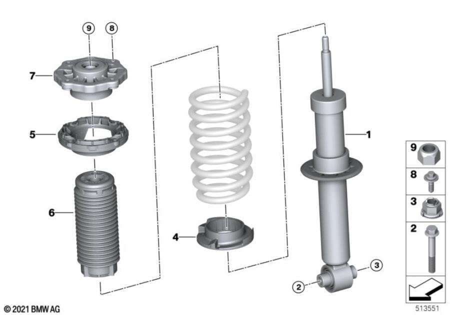 Diagram Shock absorber, rear for your 2009 BMW M6   