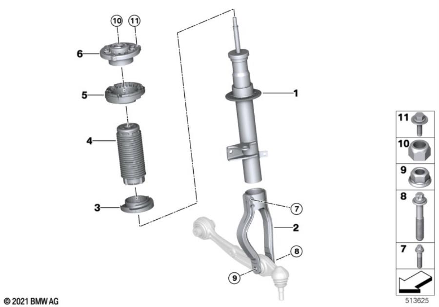 Diagram Spr.strut fr.install.parts AWD for your BMW