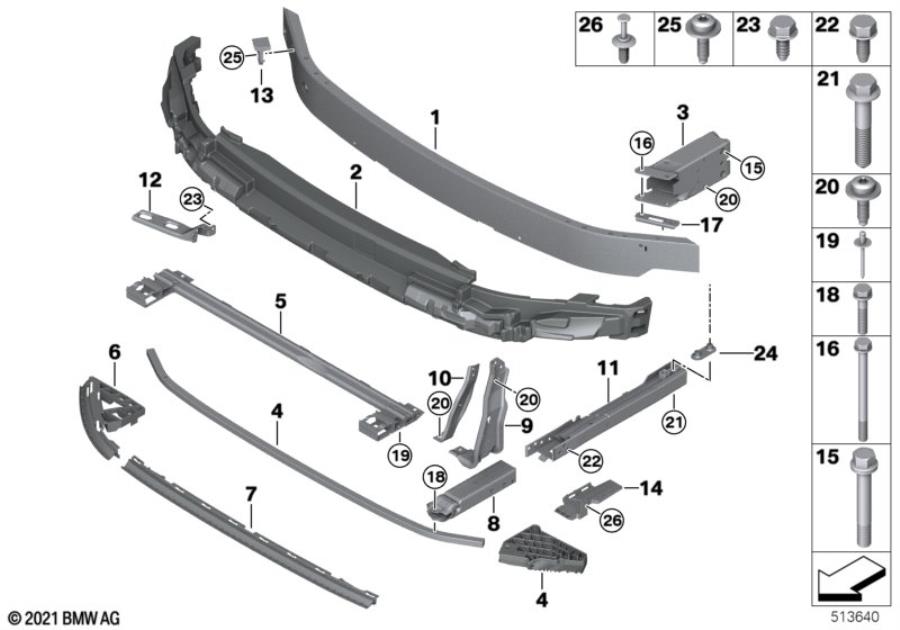 Diagram Carrier, front for your 2023 MINI John Cooper Works Countryman ALL4 