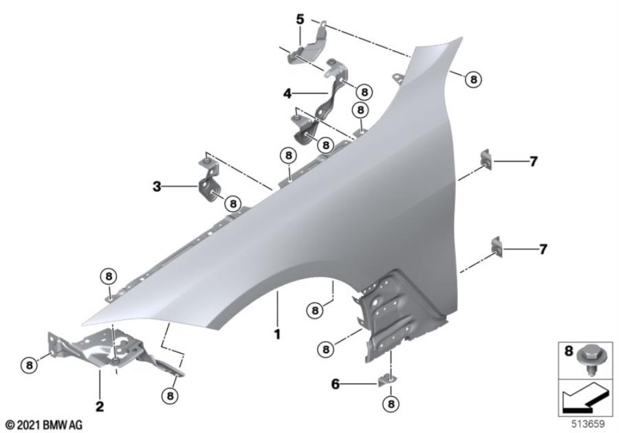 Diagram Front side panel for your BMW