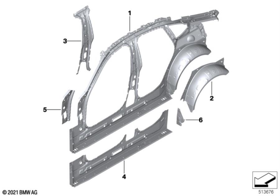 Diagram Side frame section, inner for your BMW