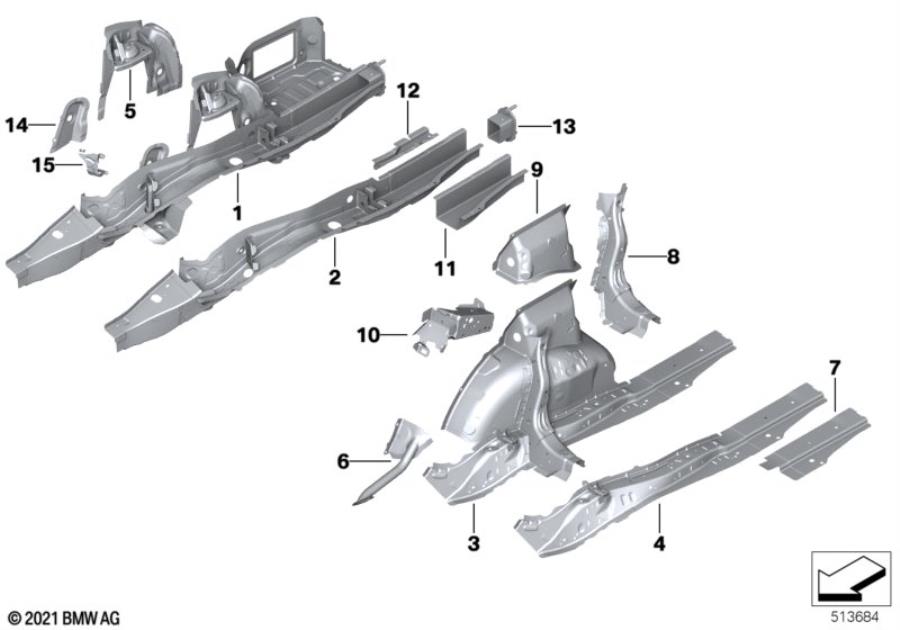 Diagram Rear wheelhouse/floor parts for your 2009 BMW M6   