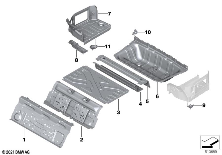 Diagram Mounting parts for trunk floor panel for your BMW