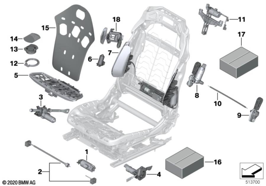 Diagram Seat, front, electrical and motors for your BMW 320iX  