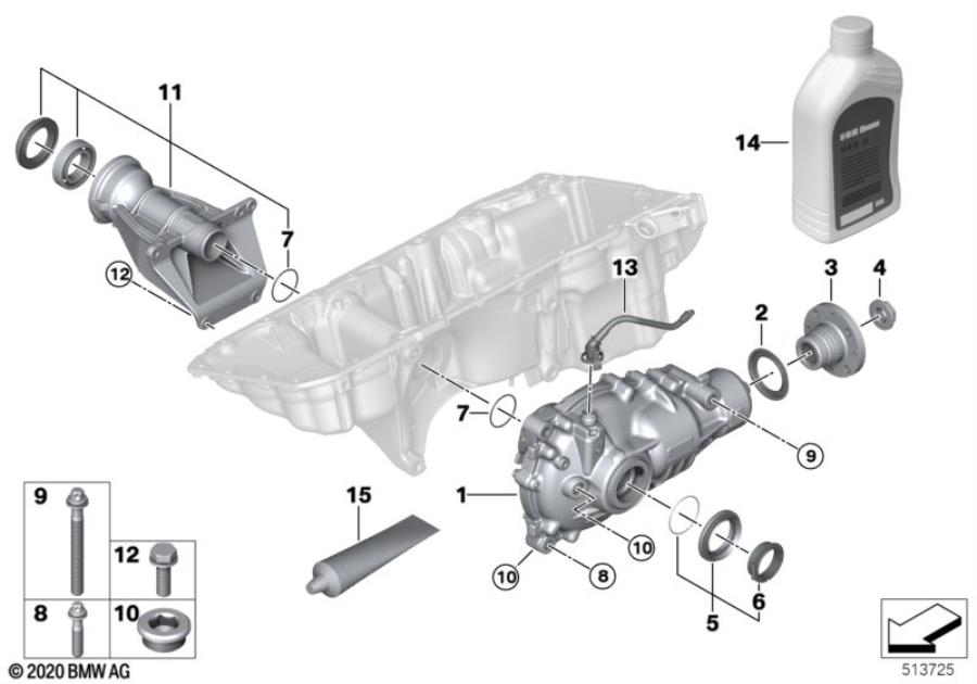 Diagram Front axle transmission 168AL for your 2021 BMW X3  30iX 