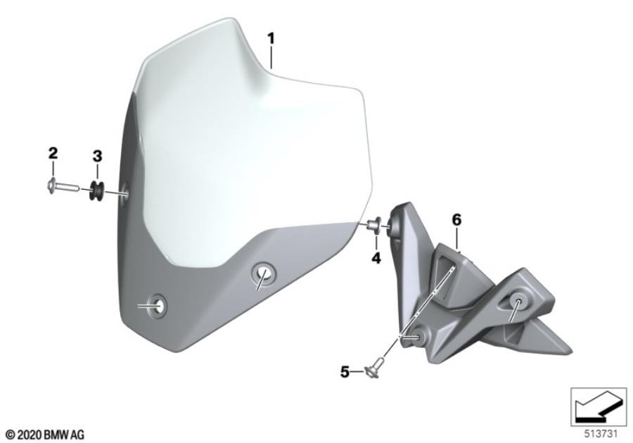 Diagram Sport windscreen for your 2025 BMW S1000R   