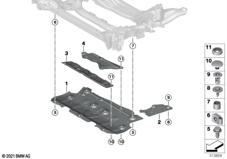 Diagram Front subframe, AWD, skid plate for your 2013 BMW M6   