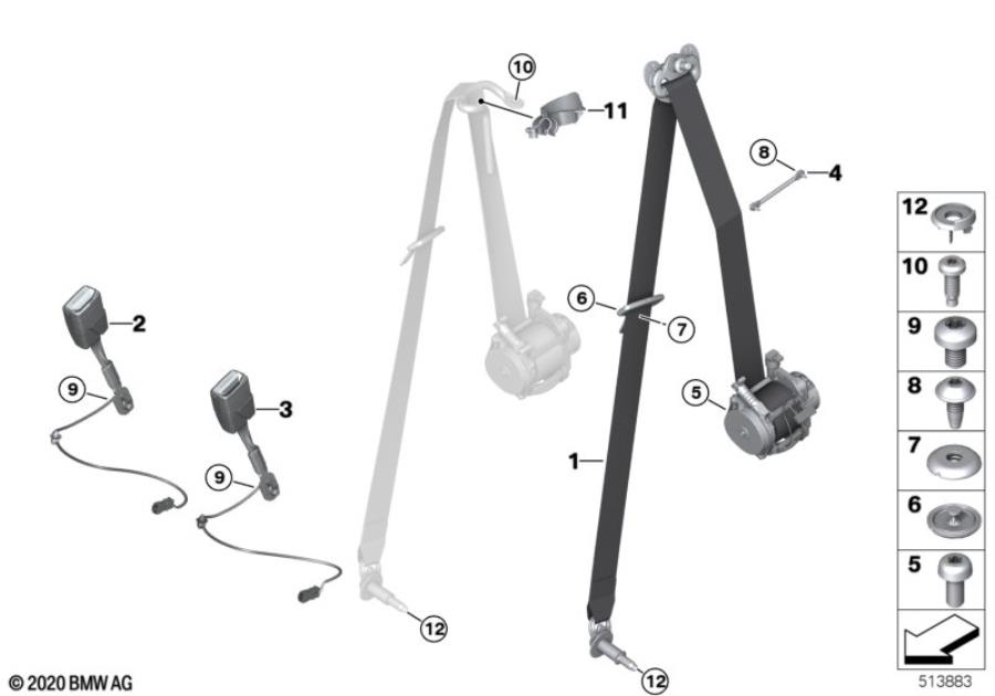 Diagram Safety belt front for your MINI