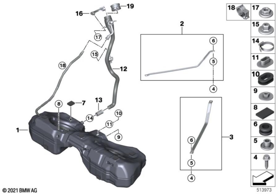 Diagram Fuel tank/mounting parts for your BMW M6  